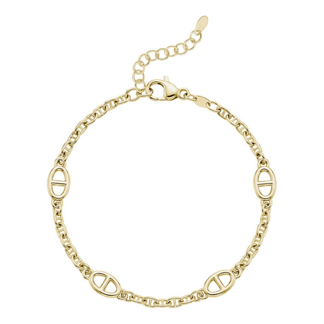 Yellow Gold Vermeil Sterling Silver Marine Bracelet 
Top Width: 3mm