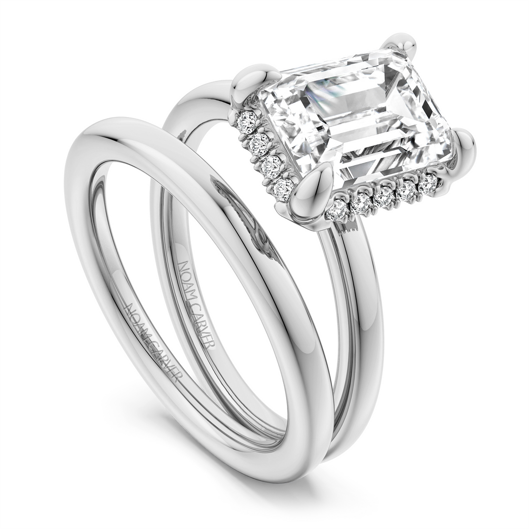 14K White Gold Hidden Halo Diamond Engagement Ring Semi-Mount
Fits Ce