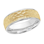 Load image into Gallery viewer, Men&#39;s 10K White &amp; Yellow Gold Stepped Down Edges Band with Hammered Finish
