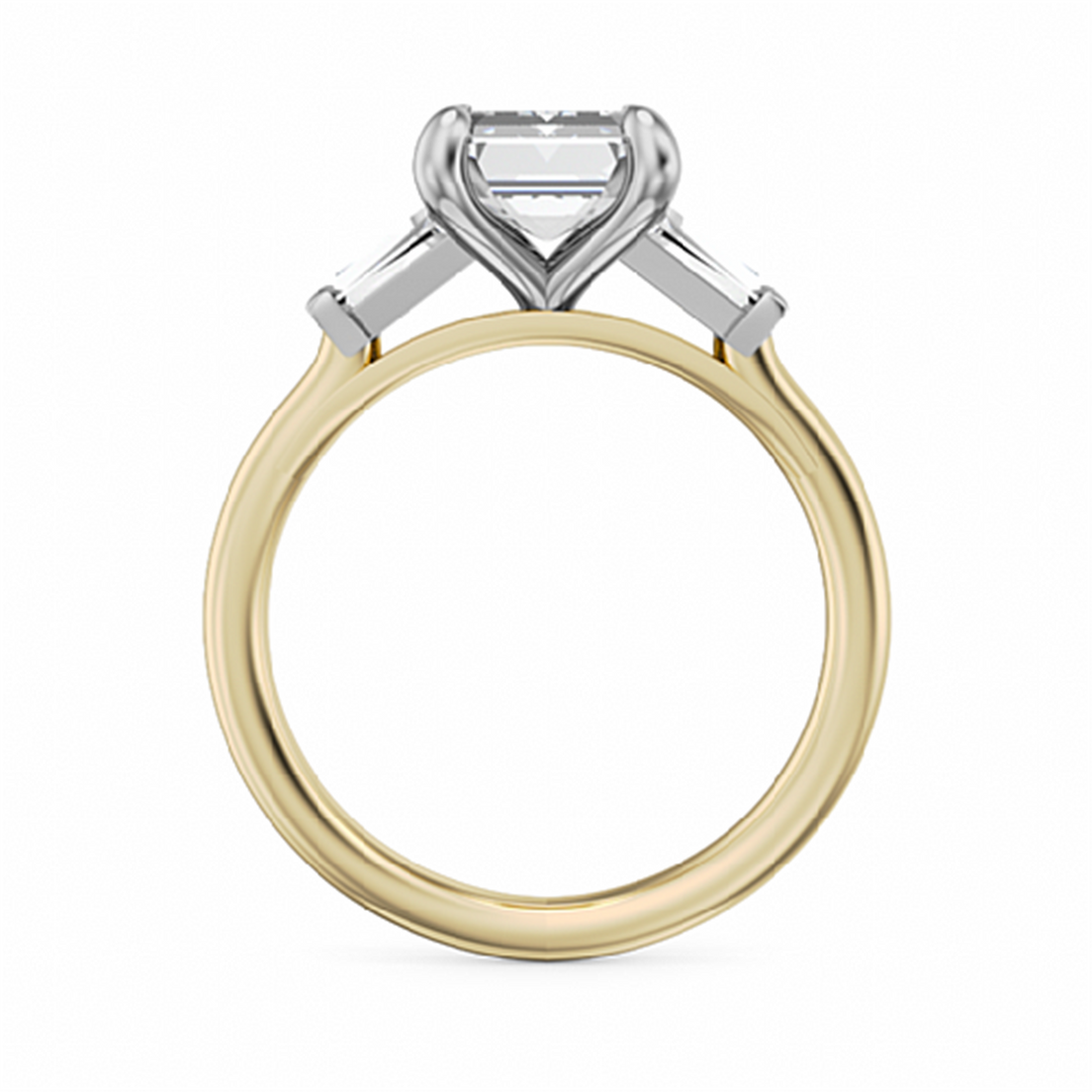 Yellow & White Gold 3 Stone Diamond Engagement Ring Semi-Mount
Fits C