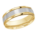 Load image into Gallery viewer, Men&#39;s 10K Yellow &amp; White Gold Stepped Down Edges Band with Satin Finish
