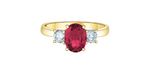 Load image into Gallery viewer, 10K Yellow Gold 3 Stone Lab Ruby and Lab Diamonds Ring
Primary Stone:
