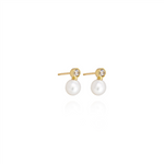 Load image into Gallery viewer, 10K Yellow Gold Pearls Cubic Zirconiums Stud Earrings
Primary Stone: