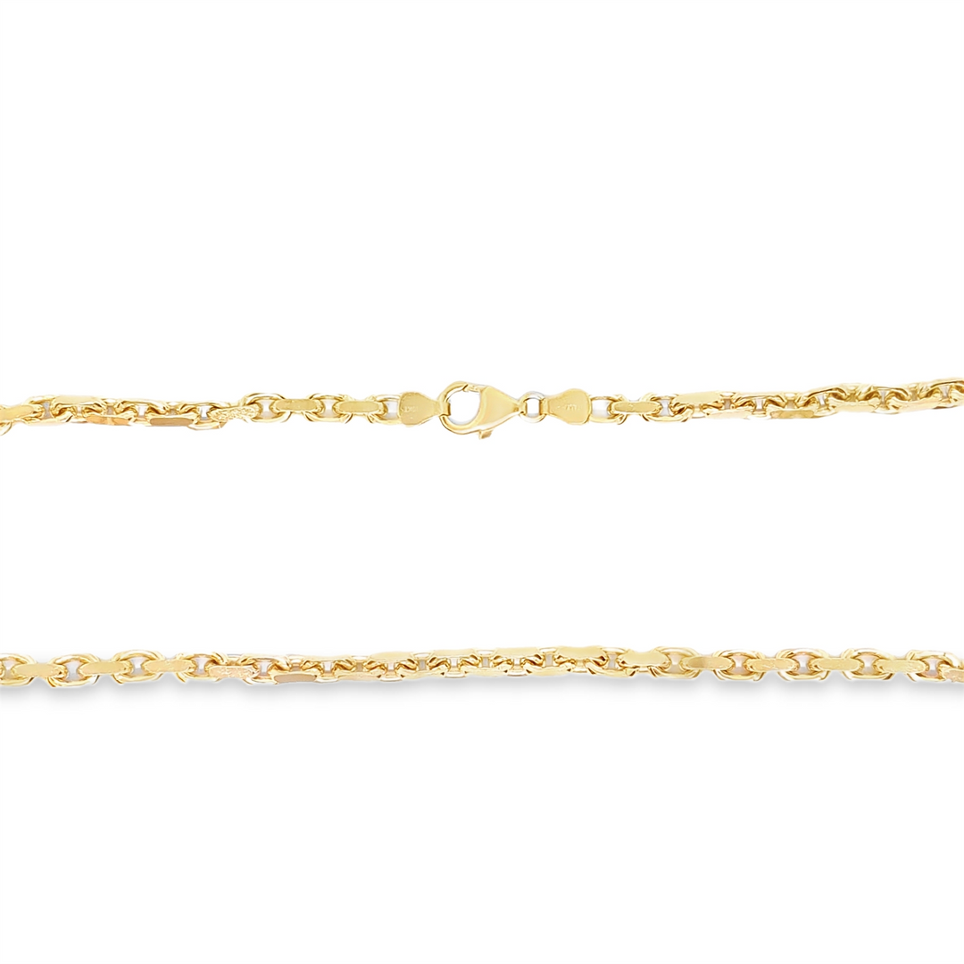 10K Yellow Gold Solid Cable Link Chain 
Length: 22"
Width: 40mm
Fin