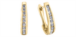 Load image into Gallery viewer, 10K Yellow Gold Oval Diamonds Medium Hoop Earrings
