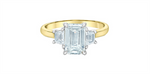 Load image into Gallery viewer, 14K Yellow &amp; White Gold 3 Stone Emerald Lab Diamond Engagement Ring
C
