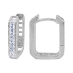 Load image into Gallery viewer, White Sterling Silver Cubic Zirconium Rectangular Polished Small Hoop