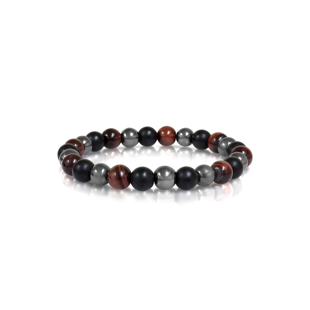 Red Tiger Eye Hematite 
Length: 8"