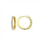 Load image into Gallery viewer, 10K Yellow Gold Round CZ Pave Huggie Earrings
 
Dimensions: 13mm x 1