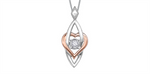 Load image into Gallery viewer, 10K Rose &amp; White Gold Diamond Heart Dancing Stone Pendant Necklace
