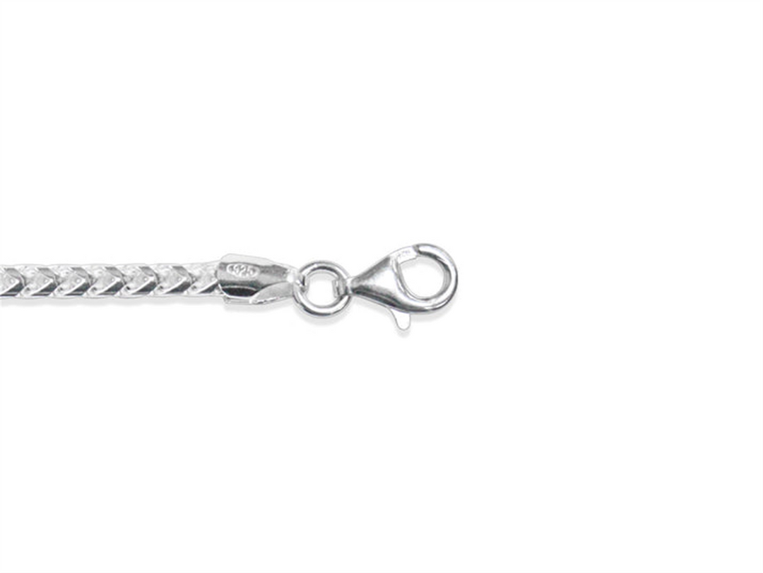 Sterling Silver White Franco Chain 
Width: 2.5mm
Length: 22"