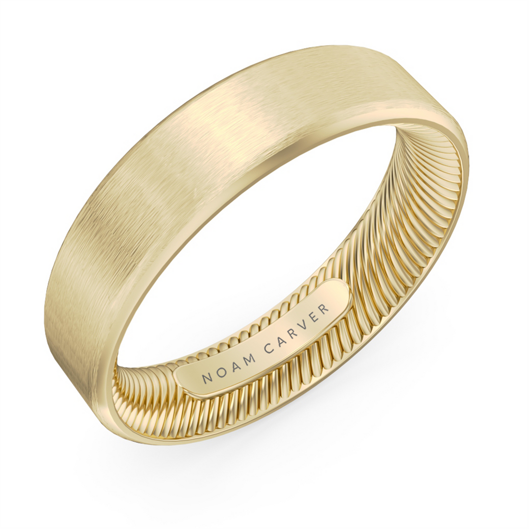 Men's Yellow Gold Bevel Band with Satin Finish 
Top Width: 5.5 mm
Ri