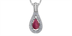 Load image into Gallery viewer, 10K Yellow Gold Pear Polished Ruby Diamonds Pendant Necklace

PENDAN