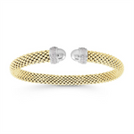 Load image into Gallery viewer, White &amp; Yellow Sterling Silver Mesh Bangle 
Top Width: 6.7mm
Length:
