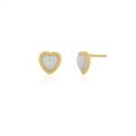 Load image into Gallery viewer, 10K Yellow Gold Heart Opals Stud Earrings
Primary Stone: Heart Opals