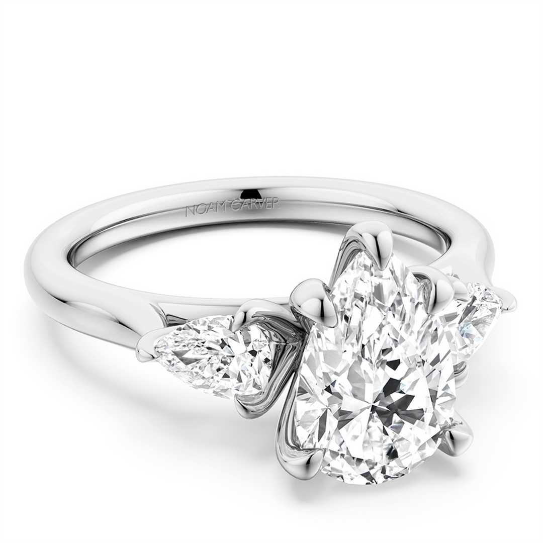 White Gold 3 Stone Diamond Engagement Ring Semi-Mount
Fits Centre: 2.