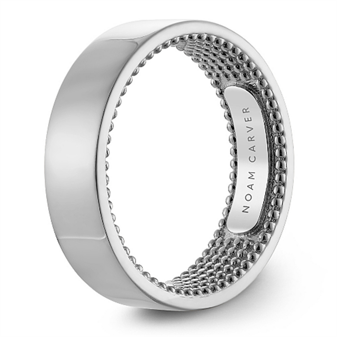 Men's White Gold Flat Band with Polished Finish