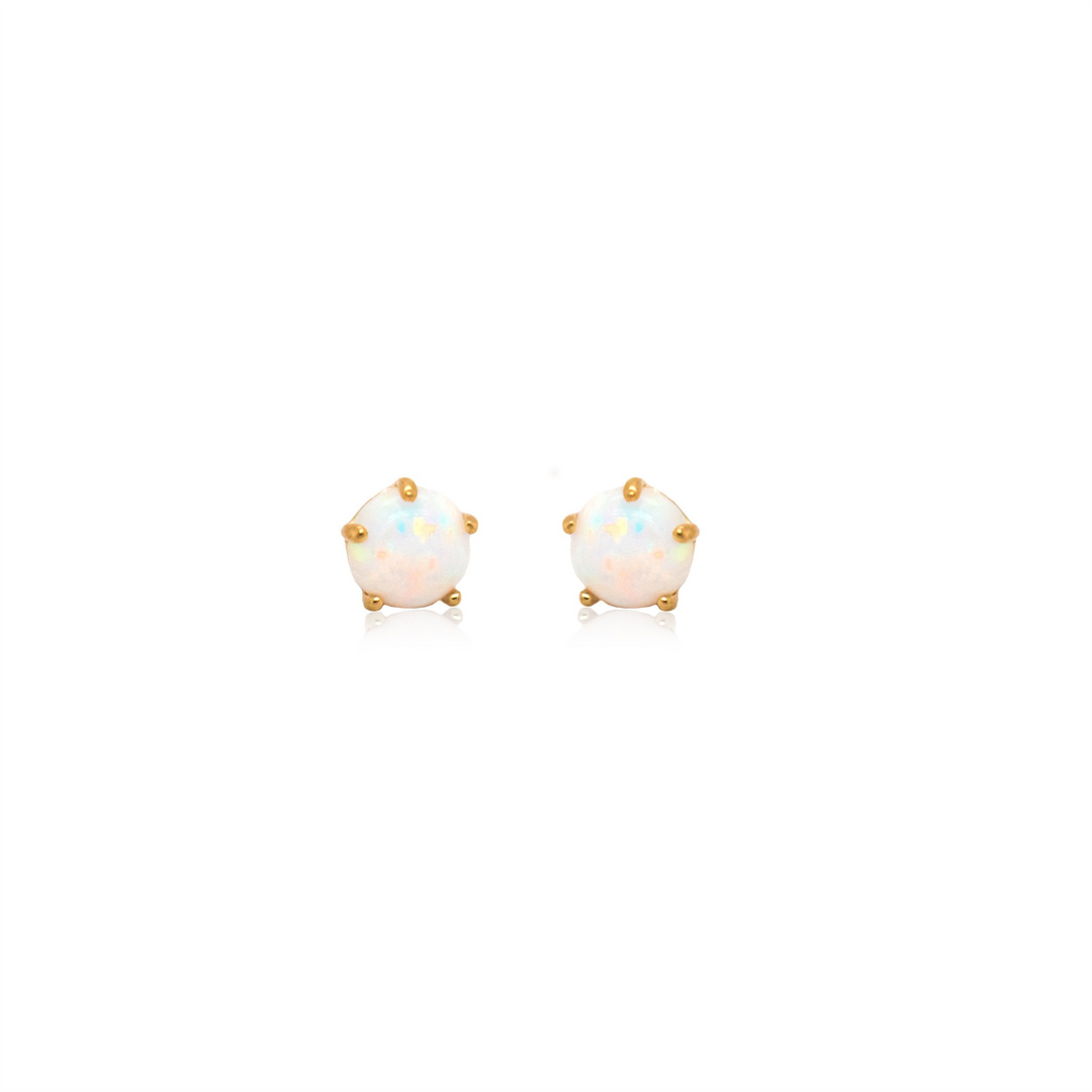 10K Yellow Gold Round Opals Stud Earrings
Primary Stone: Round Opals