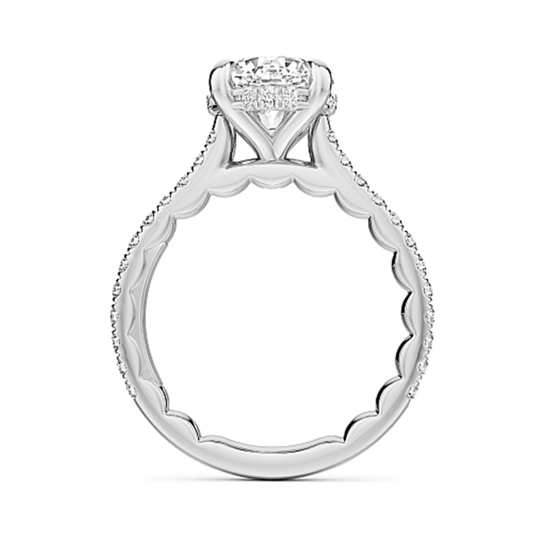 White Gold Hidden Halo Diamond Engagement Ring Semi-Mount
Fits Centre