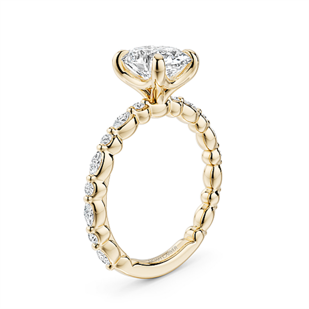 Yellow Gold Side Stones Diamond Engagement Ring Semi-Mount
Fits Centr