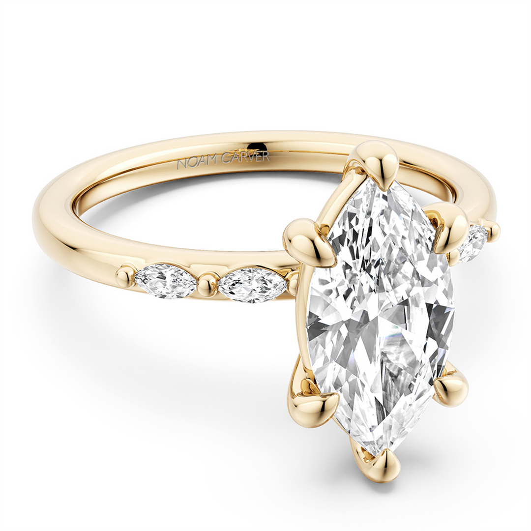 Yellow Gold Side Stones Diamond Engagement Ring Semi-Mount
Fits Centr