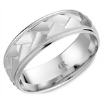 Load image into Gallery viewer, Men's White Gold Domed with Milgrain Band with Sandpaper Finish 
Top