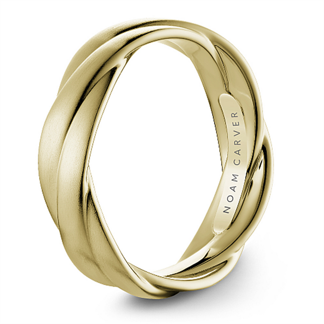 Men's Yellow Gold Beaded Band with Frosted Finish