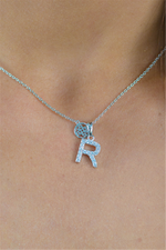 Load image into Gallery viewer, White Sterling Silver Initial &quot;R&quot; Polished Pendant Necklace

PENDANT
