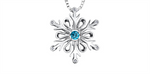 Load image into Gallery viewer, Sterling Silver Gold Snowflake Blue Topaz Diamonds Dancing Stone Pendant Necklace