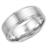 Load image into Gallery viewer, Men's White Gold Bevel Band with Sandpaper Finish 
Top Width: 7 mm
R