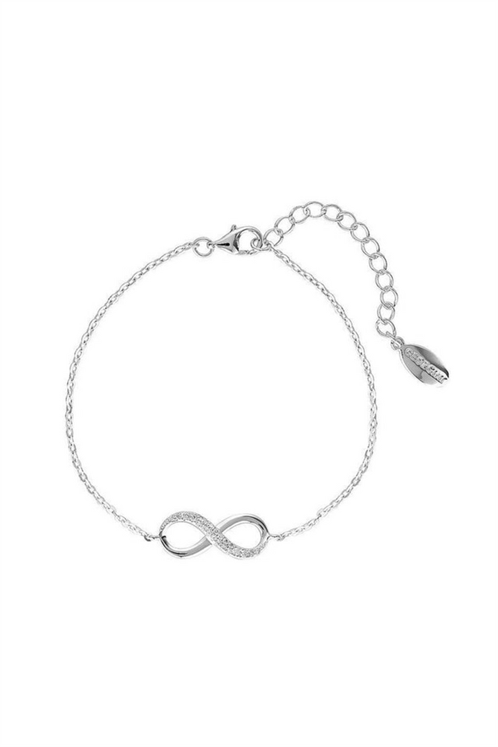 White Sterling Silver Infinity Rolo Bracelet 
Top Width: 2mm
Length: