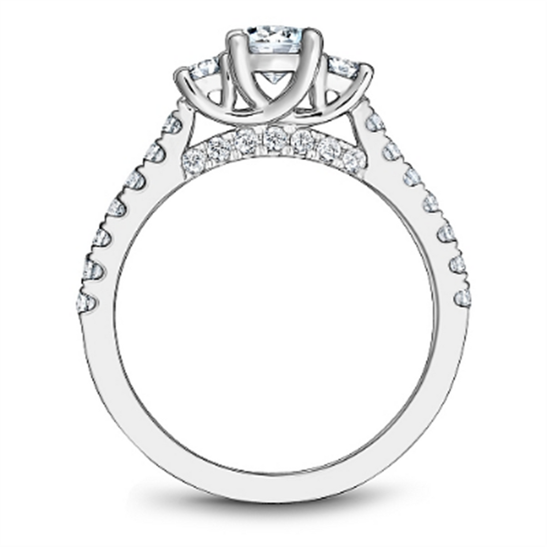 14K White Gold 3 Stone Round Diamond Engagement Ring