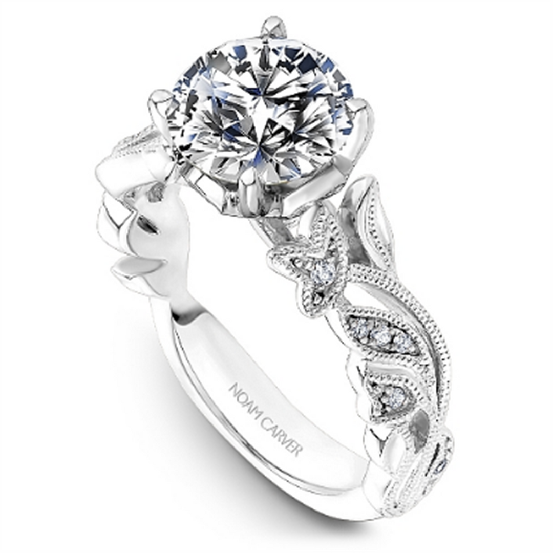 White Gold Floral Diamond Semi-Mount