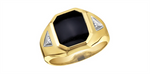 Load image into Gallery viewer, Men&#39;s 10K Yellow Gold Signet Onyx and Diamonds Ring
