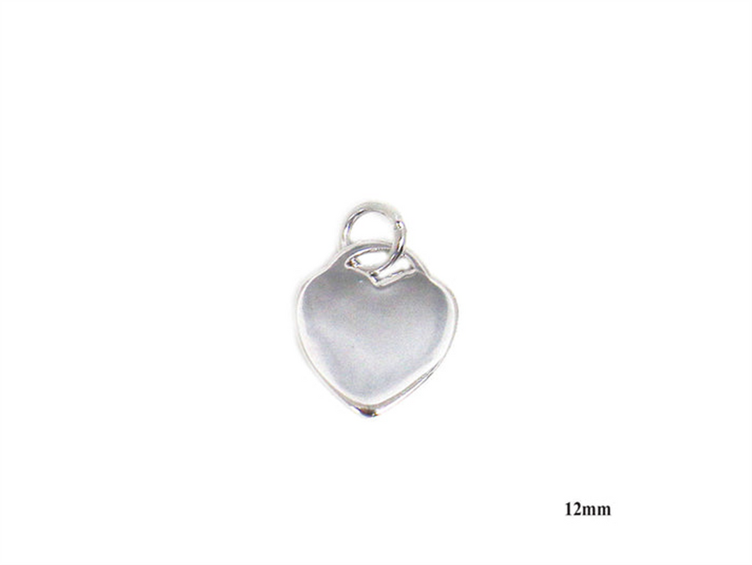 Sterling Silver White Polished Heart Pendant 
Length: 12mm