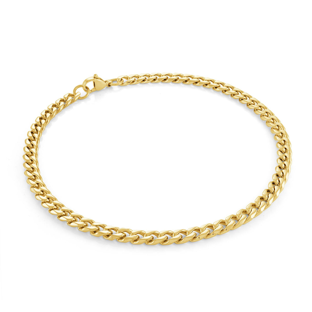 Reversible Gold & Steel Stainless Steel Curb Anklet 
Length: 9"
Widt