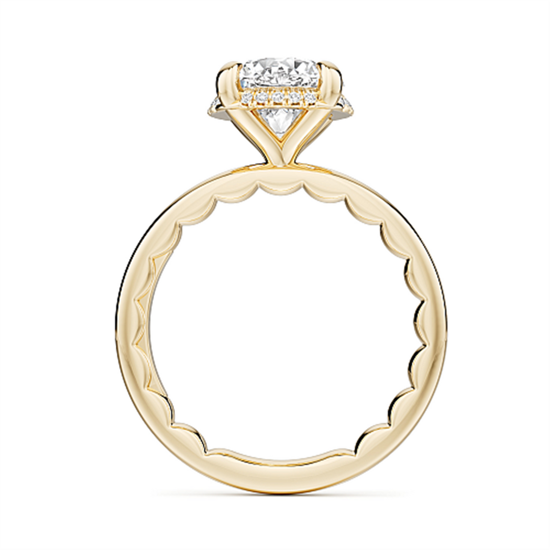 14K Yellow Gold Hidden Halo Diamond Engagement Ring Semi-Mount
Fits C