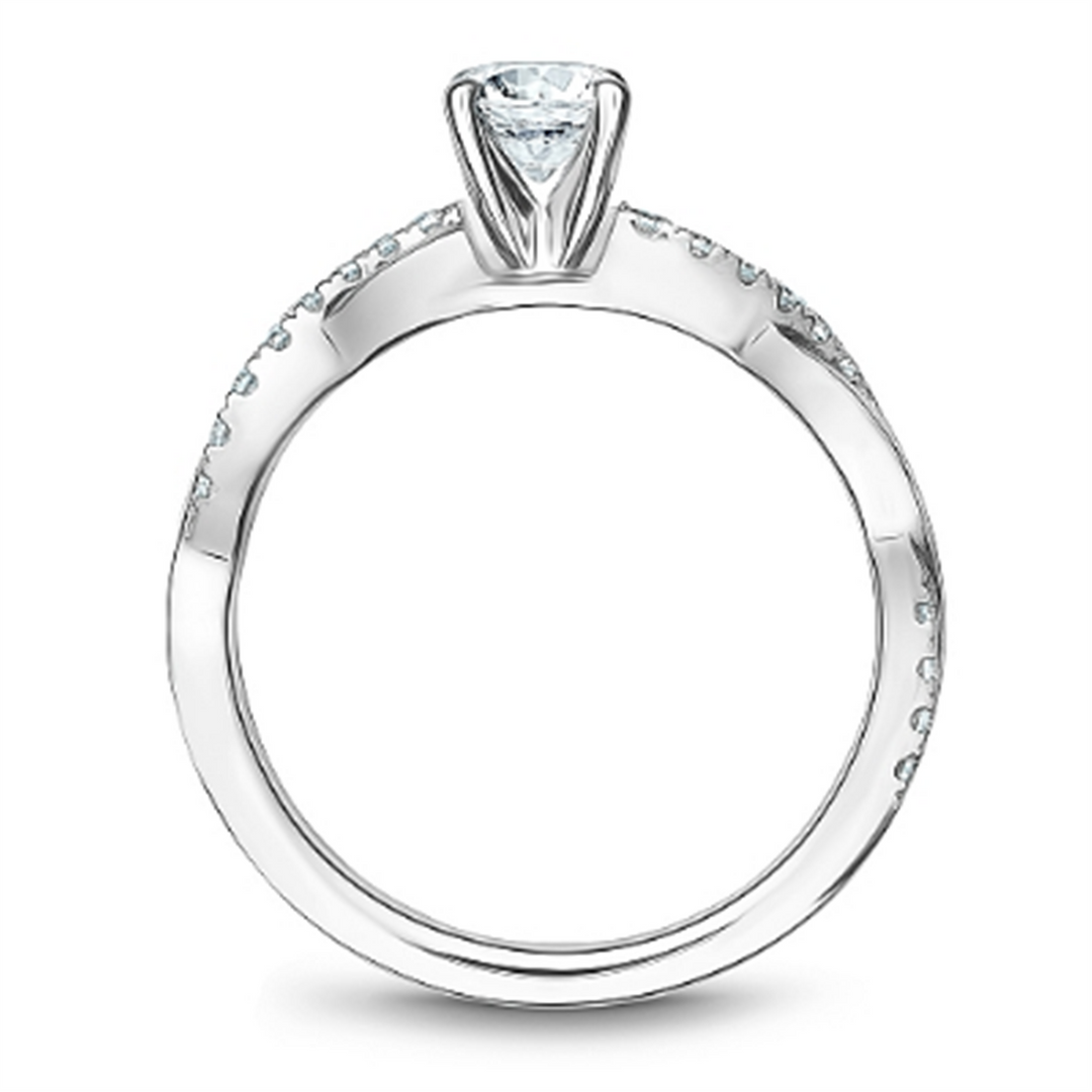 14K White Gold Intertwined Round Diamond Engagement Ring