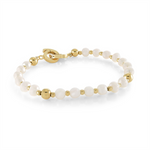 Load image into Gallery viewer, Yellow Gold IP Bead Bracelet with FW Pearl 
Length: 7.25&quot;
Width: 6mm
