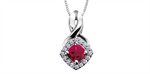 Load image into Gallery viewer, 10K White Gold Halo Polished Ruby Diamonds Pendant Necklace

PENDANT
