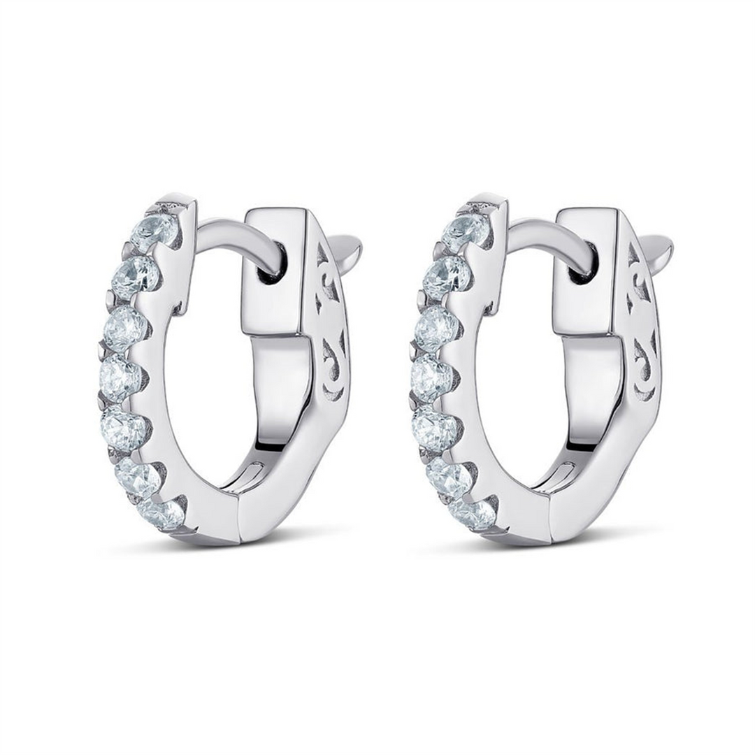 White Sterling Silver Cubic Zirconium Polished Huggie Earrings
Earrin