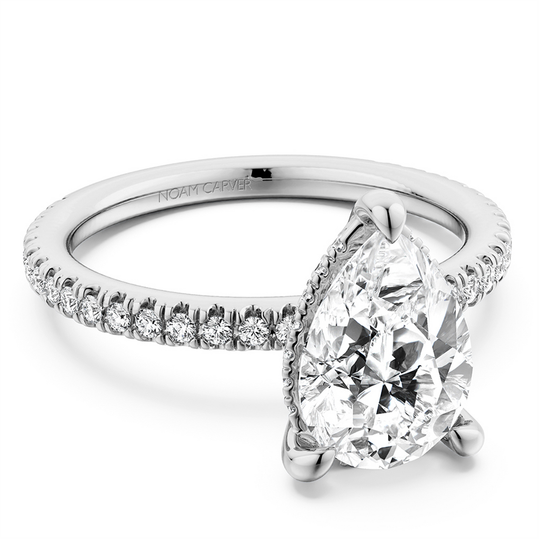 White Gold Side Stones Diamond Engagement Ring Semi-Mount
Fits Centre