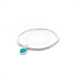 Load image into Gallery viewer, White Sterling Silver Turquoise Heart Bead Bracelet 
Top Width: 3mm
