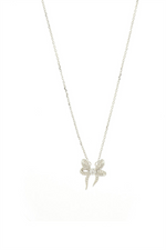 Load image into Gallery viewer, White Sterling Silver Bow Polished Pendant Necklace

PENDANT
Stone:
