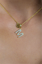 Load image into Gallery viewer, Yellow Sterling Silver Initial &quot;M&quot; Polished Pendant Necklace

PENDAN
