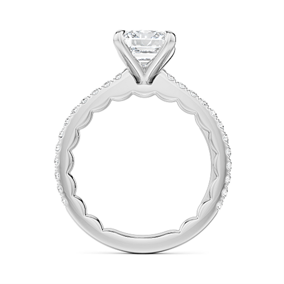 White Gold Side Stones Diamond Engagement Ring Semi-Mount
Fits Centre