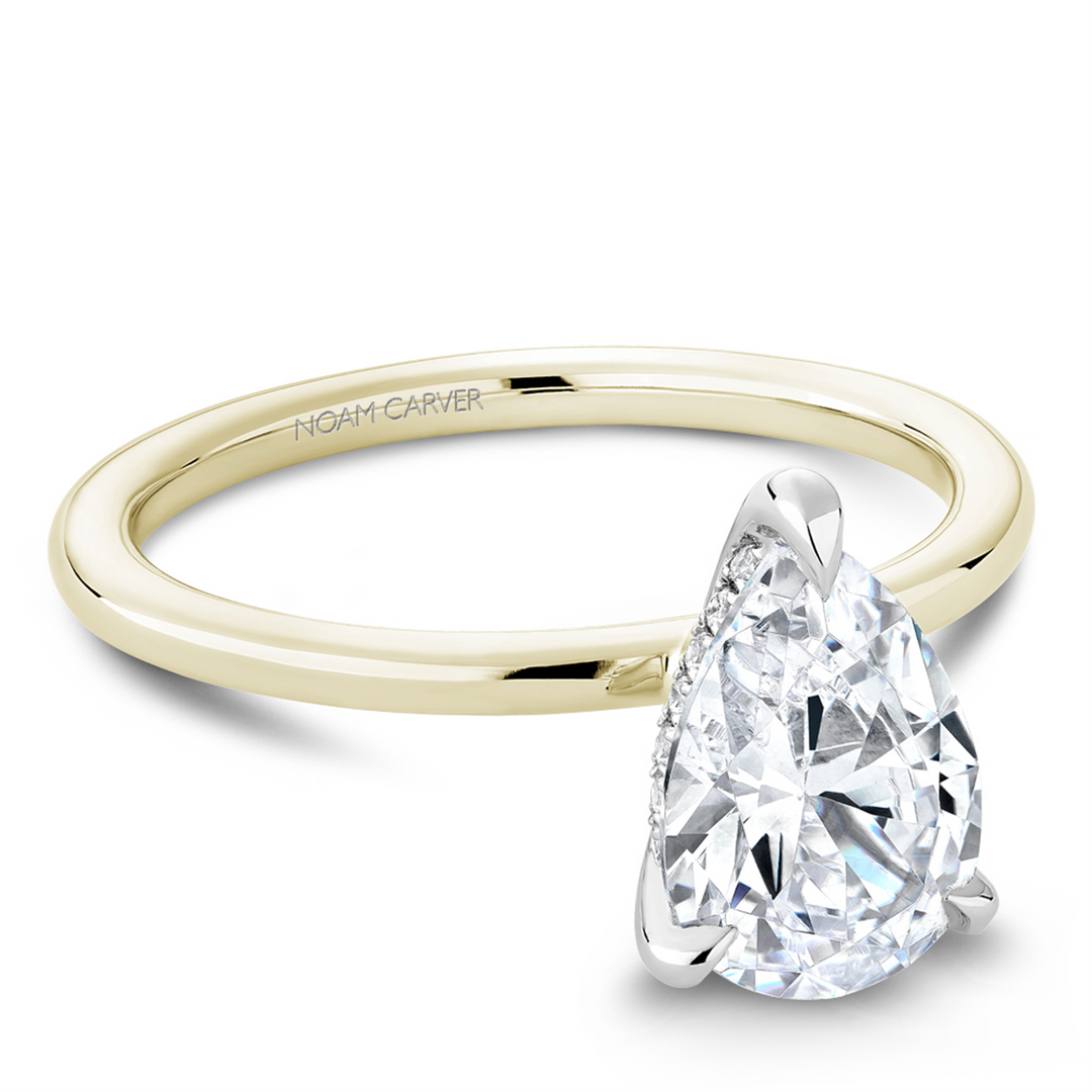 Yellow Gold Hidden Halo Diamond Engagement Ring Semi-Mount
Fits Centr