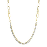 Load image into Gallery viewer, Gold Stainless Steel Paperclip Chain with Cubic Zirconiums 
Length: 1
