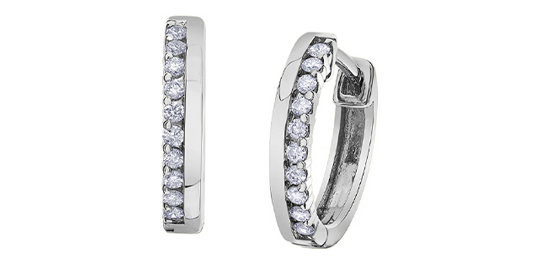 10K White Gold Round Diamonds Huggie Earrings
Total Diamonds: 0.15ctt