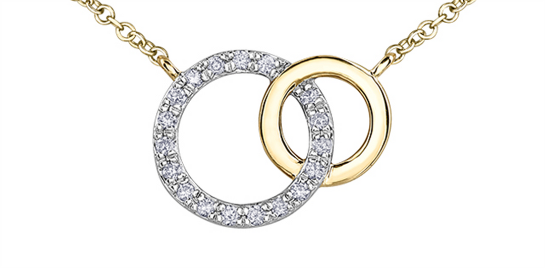 10K Yellow Gold Diamonds Double Circle Polished Pendant Necklace

PE